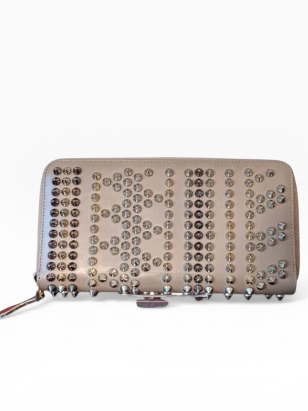 Christian Louboutin Panettone Spikes Zip-Around Wallet with COA